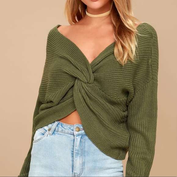 Lulus Sweaters - Sage the Label: Olive green Knit Sweater